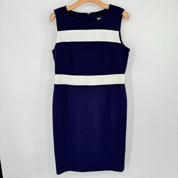 Tommy Hilfiger Women's Sleeveless Sheath Dress Navy White Stripe Size 12 - Picture 4 of 10